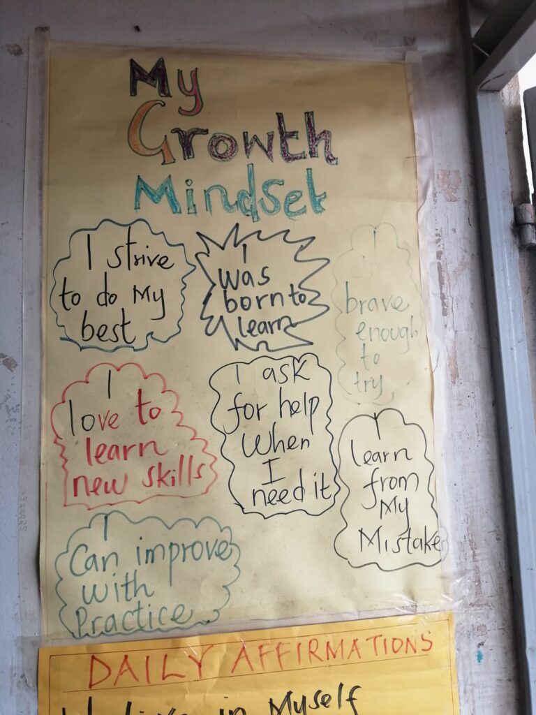 Affirmations in Tr. Violet’s class help learners build a growth mindset & feel emotionally supported